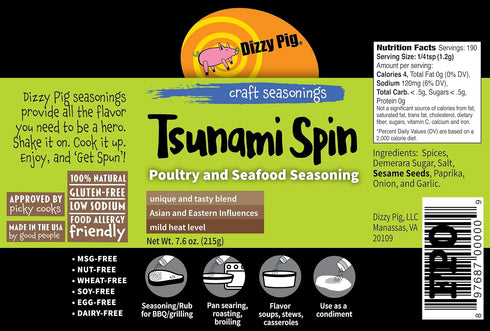 Dizzy Pig Tsunami Spin Asian Fusion Seasoning Rub, 8oz Shaker