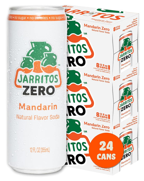 Jarritos - Mexican Soda Soft Drinks, Mandarin ZERO Sugar (12 oz, 355ml)
