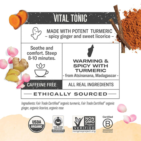 15 Numi Tea Organic Three Roots Turmeric Tea, Herbal Tea Bags, Caffeine Free