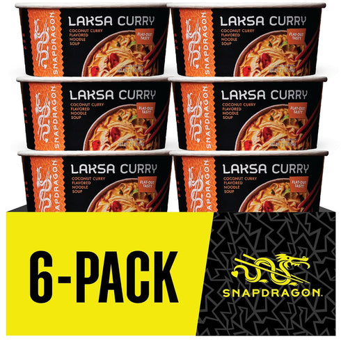 2.1 oz (6 Pack) Snapdragon Laksa Curry Instant Noodle Bowls | Coconut Curry Flavor with Rice Noodles | Gluten-Free | No