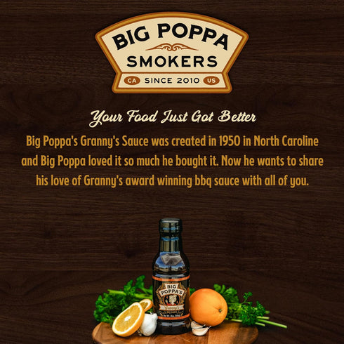 Big Poppa's Granny's BBQ Sauce, 18 Oz, Sweet & Savory Tomato and Vinegar BBQ Sauce