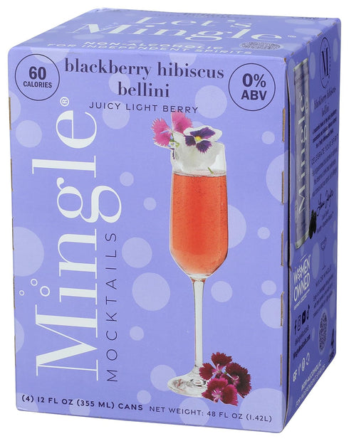 12 Oz 4 Pack Mingle, Non-Alcoholic Bellini Mocktail, Fl Cans