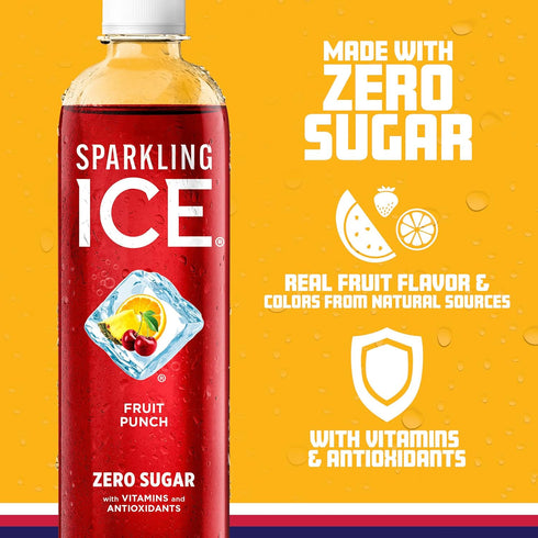 17 oz (Pack 12) Sparkling Ice, Fruit Punch Sparkling Water, Zero Sugar Flavored Water, with Vitamins and Antioxidants