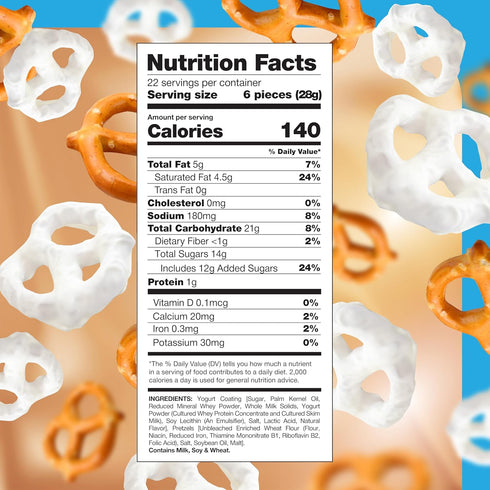 22 Pack Yogurt Covered Pretzels - Ounce - Vanilla Yogurt Pretzels for Office Bowls, Snacking, and Gifting - Sweet