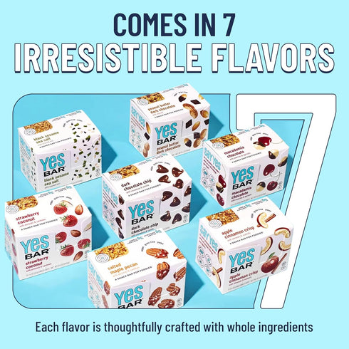 Pack 6 Count YES Nut Bars - Six Flavor Variety - Soft Chewy Healthy Snack Bars Made with Organic Maple Syrup Vegan