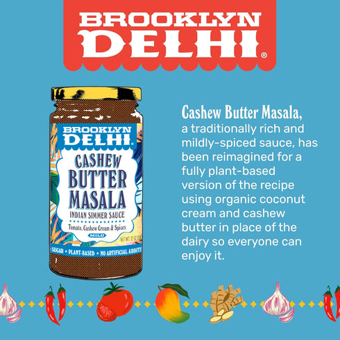 Brooklyn Delhi Vegan Butter Chicken | Indian Simmer Sauce with Cashew Cream, Tomatoes, Sweet Paprika | Pack of 2, Mild