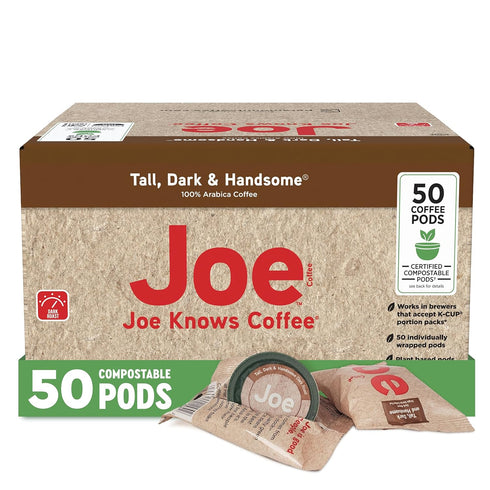 Joe Knows Coffee, Tall Dark & Handsome 50 Count Compostable Dark Roast