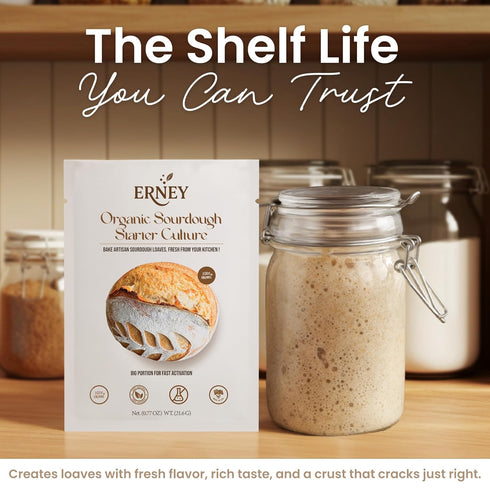 ERNEY 2 pack Dehydrated Sourdough Starter for Bread Making - Perfect Rise Organic Sourdough Bread Flour