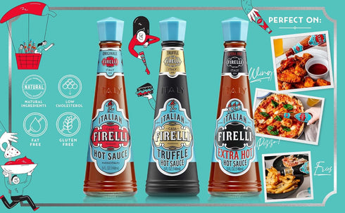 3 PACK: 1 1 1 FIRELLI Italian Hot Sauce VARIETY Original, Truffle, Extra Hot