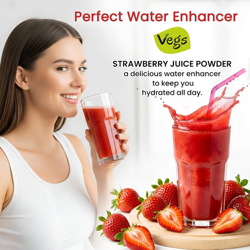 11 oz Vegs Strawberry Juice Powder - Freeze Dried Organic Strawberry Juice Instant Drink Mix Powder, Baking, Dessert