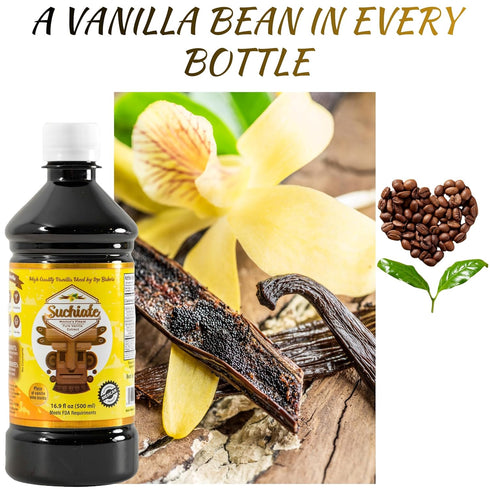 SUCHIATE MEXICO'S FINEST 33.8oz (1 Suchiate Pure Vanilla | Mexican Vanilla for Baking and Desserts | Made with Real