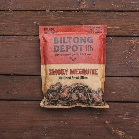 1lb (16oz) Biltong Depot Smoky Mesquite Biltong Slices - | Air-Dried Beef Jerky Snack | High Protein | Paleo and Keto