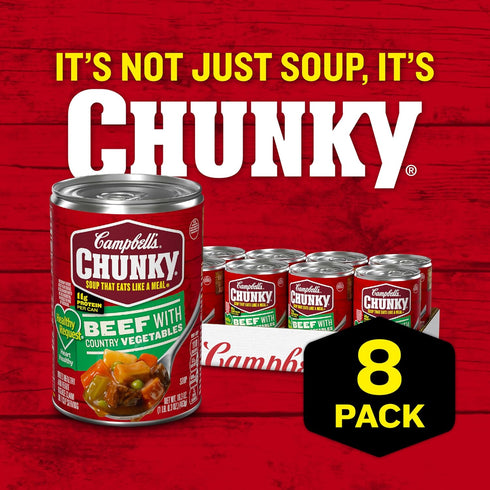 Country 16.3 Oz 8) Campbells Chunky Healthy Request Soup, Beef Soup with Vegetables, Can (Case
