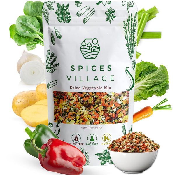 SPICES VILLAGE Dried Ramen Toppings, 32 oz, Dehydrated Vegetables Mixed Vegetables Flakes,