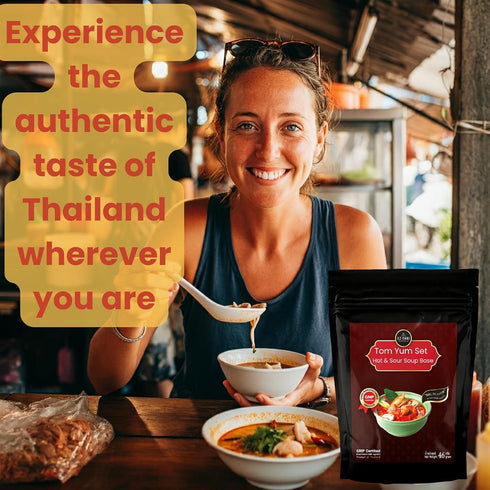 2 Packs (1.6oz x2) EZ THAI Premium Tom Yum Soup Mix - Authentic Hot & Sour Soup Base Kit with Dried Herbs & Chili Paste