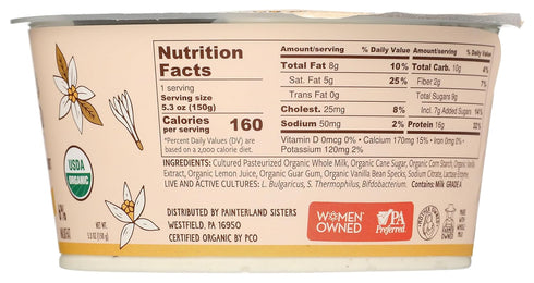 Painterland Sisters 5.3 , Yogurt Icelandic Style Skyr Vanilla Organic, Ounce
