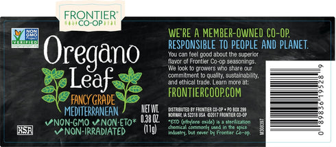 Frontier Co-op Oregano Leaf - 0.38 Ounce Jar, Great for Pizza, Italian & Mexican Fare, Kosher