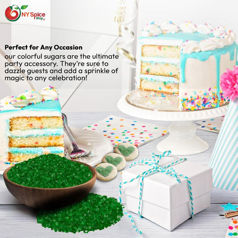 3 NY Spice Shop Green Sanding Sugar - Pound Edible Holiday Sprinkles for Cake Decorating, Cupcakes & Cookies - Festive