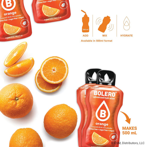 Bolero Sugar Free Drink Mix Packets, Orange Fruit Flavors, 36 Small Sachets for On-The-Go