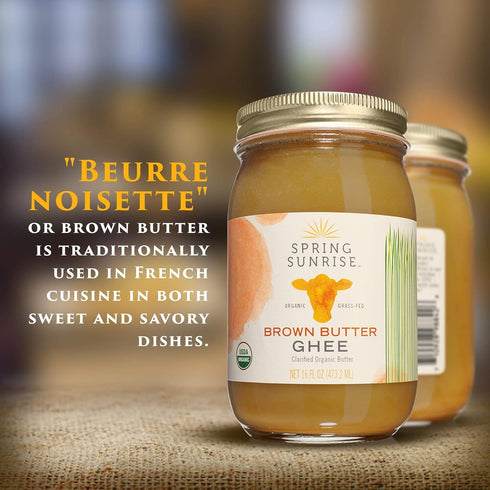16 oz Spring Sunrise Organic Brown Ghee - Grass Fed Clarified Butter - Keto & Paleo Friendly, Lactose & Gluten Free