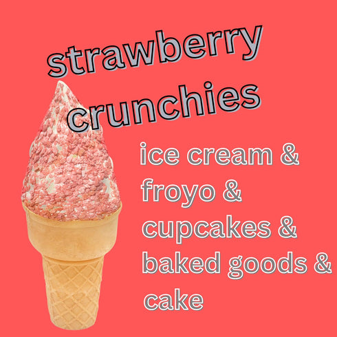 7 Strawberry Crunch Toppings, Crunchies Ice Cream, Froyo, Red Cupcakes Toppers, Frappe and Dessert Toppings, Strawberry