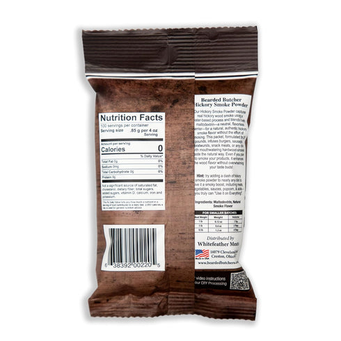 3 oz 25 lbs Bearded Butchers Hickory Smoke Flavor Powder, - Natural Smoke Flavor, Portioned for Up to of Meat, Perfect