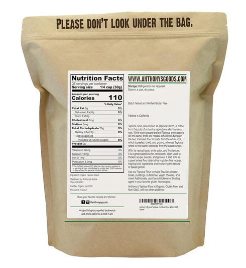 2.5 lb, Anthony's Organic Tapioca Flour Starch, Gluten Free, Non GMO