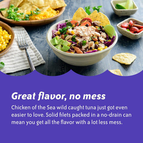 4 oz. (Pack 24), Chicken of the Sea Solid Yellowfin Pure Tuna, Cans of Wild Caught Canned Tuna, No Drain