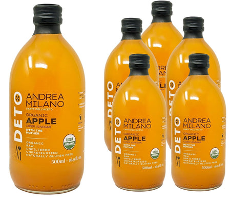 Andrea Milano Organic Apple Cider Vinegar Raw Italian Natural Vinegar with the Mother, Unfiltered,