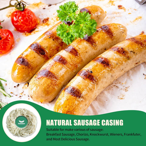 Sausage-10M/32ft, 36-38mm Edible Natural Hog Sausage Casing, Grade A Pre-Tubed Sausage Casings for Home Sausage