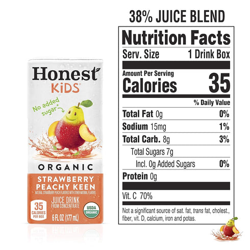 6 oz, 8 Pack, 5 Sets Honest Kids Strawberry Peachy Keen Cartons, fl