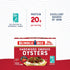 3.75 oz 20g Bumble Bee Hot & Spicy Hardwood Smoked Oysters, Tin - Protein per Serving, Gluten Free, Keto