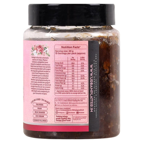 10.58 Oz/300g Urban Platter Gulkand | | Pure Rose Petal Jam | Sun Dried Rose Blend with Sugar | Natural Cooling
