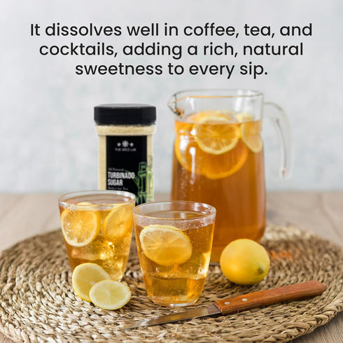 (12.3 Oz) The Spice Lab Turbinado Sugar - Natural Raw Cane Sugar For Baking, Cocktails & Coffee Granulated Cane Sugar