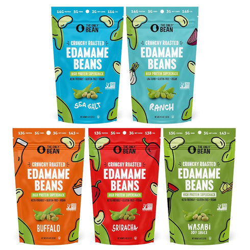 (5 4 (Pack 5) The Only Bean Crunchy Roasted Edamame Bean Snacks Flavors), Healthy Snacks for Kids and Adults, High