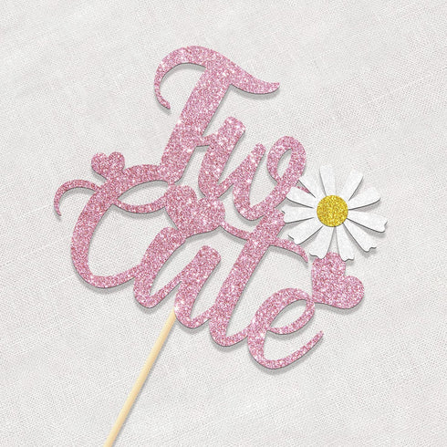 Kaakswa 2nd Two Cute Cake Topper Girl Birthday Party Decoration Sweet Baby Girl Second Birthday Anniversary Decor
