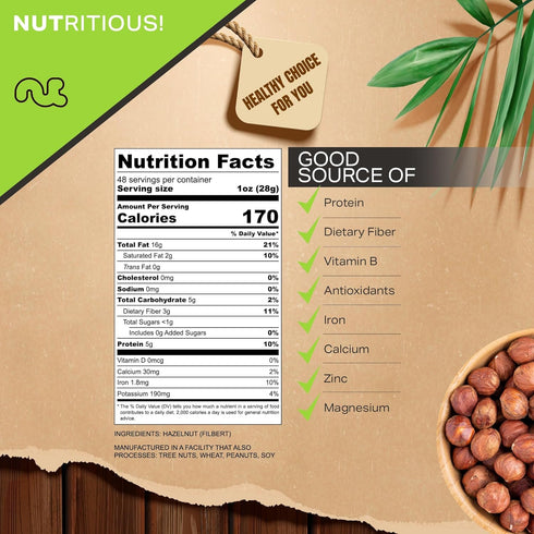Filberts (48oz 3 LB) Packed NUT CRAVINGS - Raw Hazelnuts with Skin - Unsalted, Shelled, - Bulk Nuts Fresh in Resealable