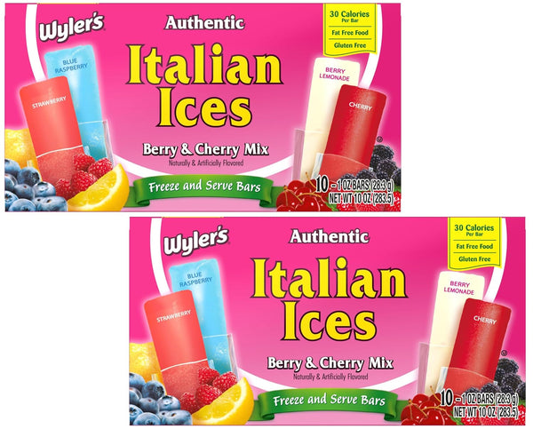 Wyler's Authentic Italian Ices Berry and Cherry Mix - Pack of 2-20