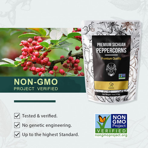 Soeos Premium Szechuan Peppercorns, 4oz (113g), Authentic Sichuan Red Peppercorn for Mapo Tofu and Kung Pao Chicken