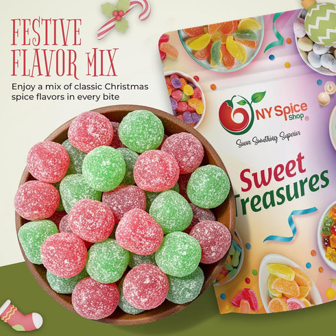 5 Gummies NY Spice Shop Christmas Spice Drops - Pound Red and Green Spice Drop - Festive Gumdrop Candy - Holiday