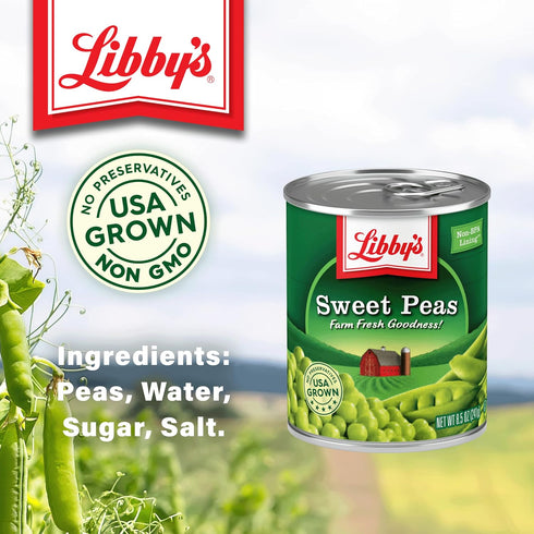 8.5 (Pack 12) Libby's Sweet Peas, Ounces