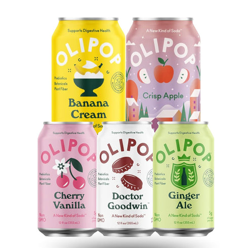 Prebiotic Soda Crisp Apple, Banana Cream, Cherry Vanilla, Doctor Goodwin, Ginger Ale,