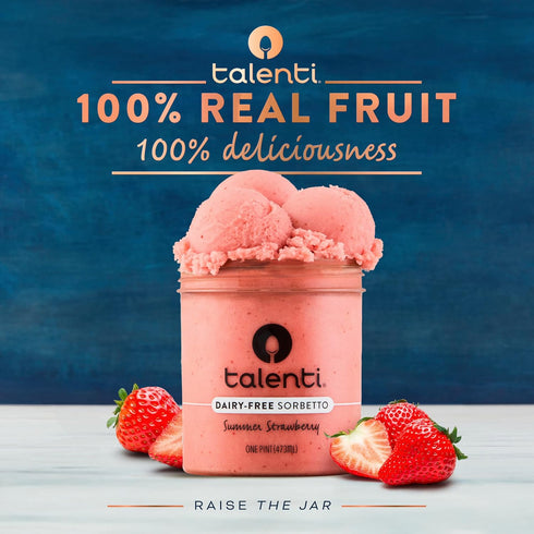 talenti Summer 1 Dairy-Free Sorbetto for Your Next Indulgence, Strawberry with Real Strawberries in Each Jar, pint
