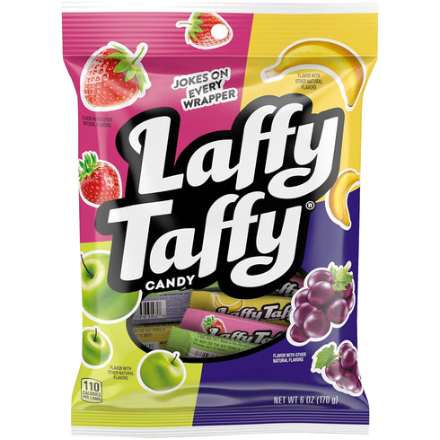 Laffy Taffy Candy, Assorted Fruit Flavors, Individually Wrapped Mini Bars, 6 Ounce