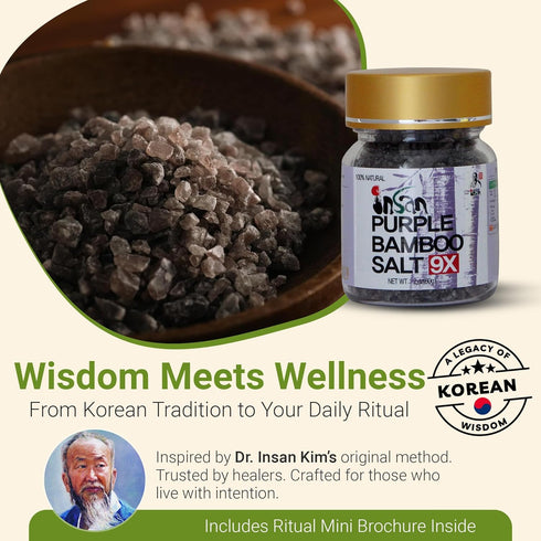INSANORIGINS 9X 9 80+ 60g Roasted Bamboo Salt Korean Alkaline Mineral Salt for Cooking, Skincare Rituals & Detox Use