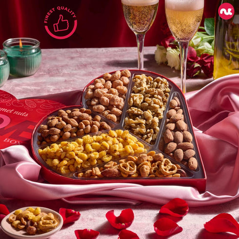 (6 Package, NUT CRAVINGS - Mothers Day Treats, Mixed Nuts Heart Shaped Gift Basket, Love in A Box Assortments) Romantic