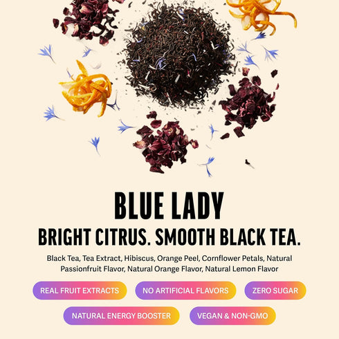 50 150mg Zest Energy Black Tea - Blue Lady Loose Leaf Blend - High Caffeine Passion Fruit - Caffeinated Coffee