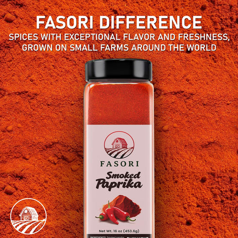 16 oz (453 Fasori Smoked Paprika Powder g) Oak Wood Smoked Paprika Spice, Bold Smoky Flavor, Perfect for Cooking, BBQ