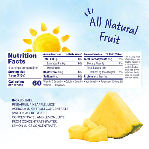Dole Fruit Bowls Pineapple Tidbits in 100% Juice Snacks, 4oz 24 Total Cups, Gluten & Dairy Free Bulk Lunch Snacks