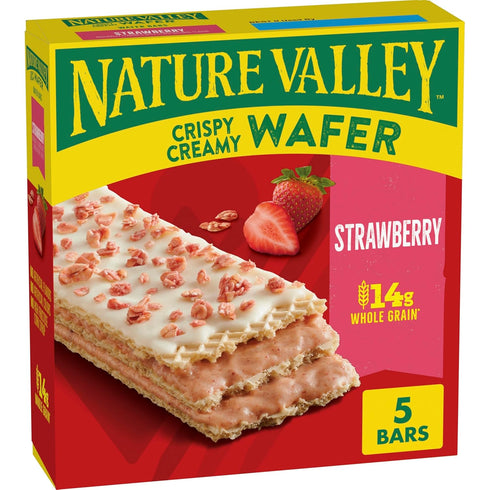 Nature Valley Crispy Creamy Wafer Bars, Strawberry, Whole Grain, 5 Bars, 6.5